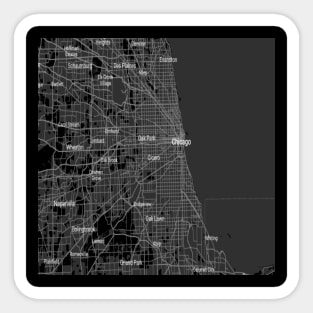 Chicago black map Sticker